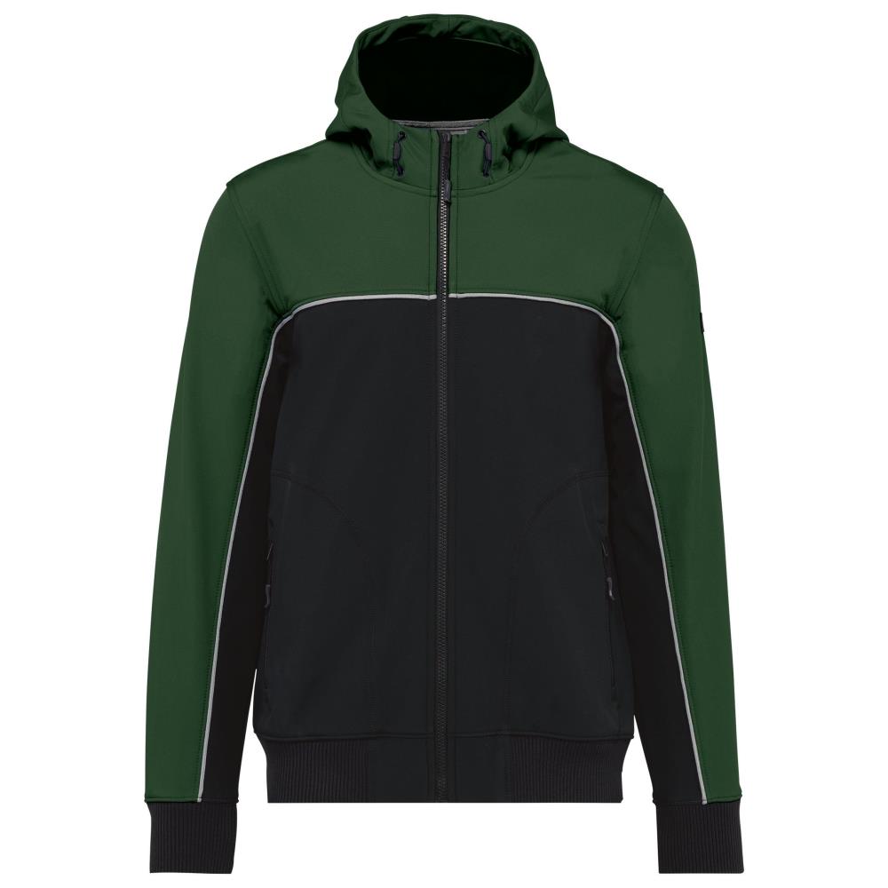 3-laags unisex softshelljas in twee kleuren - black/forest green