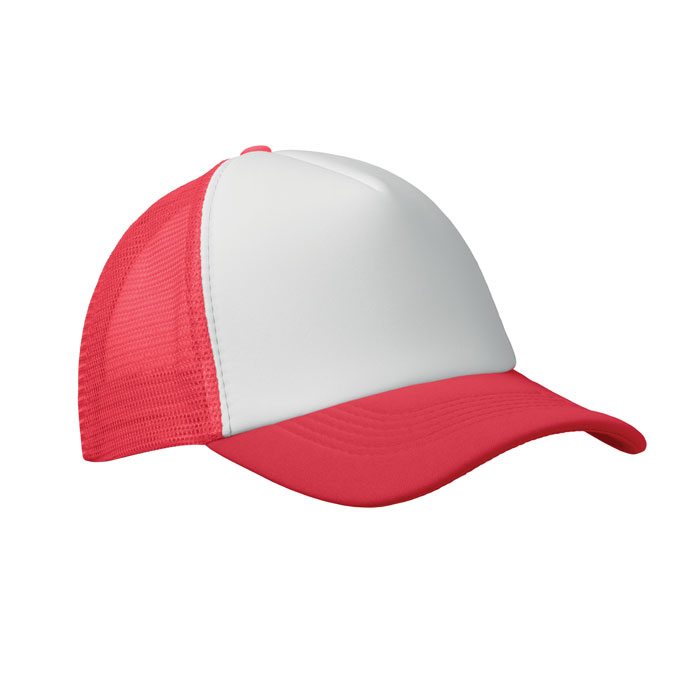 BUBBLE - 5 panelen trucker pet - Wit/Rood
