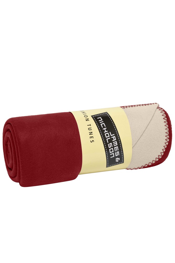 Bonded Fleece Blanket - bordeaux/cream