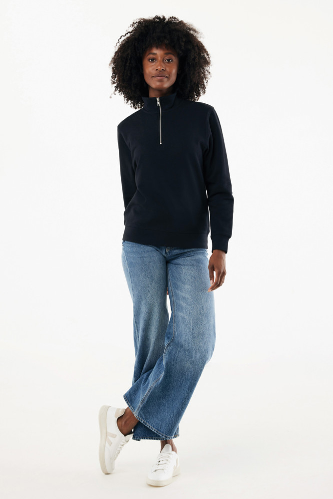 IQONIQ Elgon gerecycled katoen sweater met kwartritssluiting