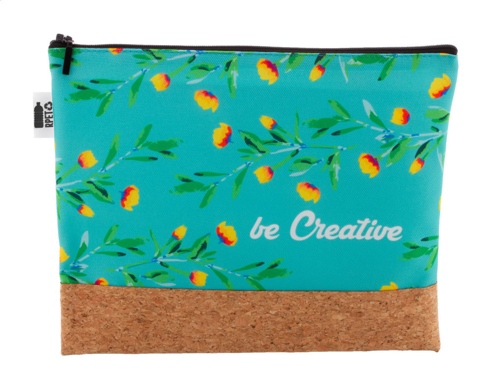 CreaBeauty Cork L RPET - custom made make-up tas - zwart/natuurlijk