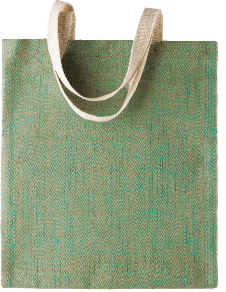 100% Natuurlijke Jute Tas - natural/water green