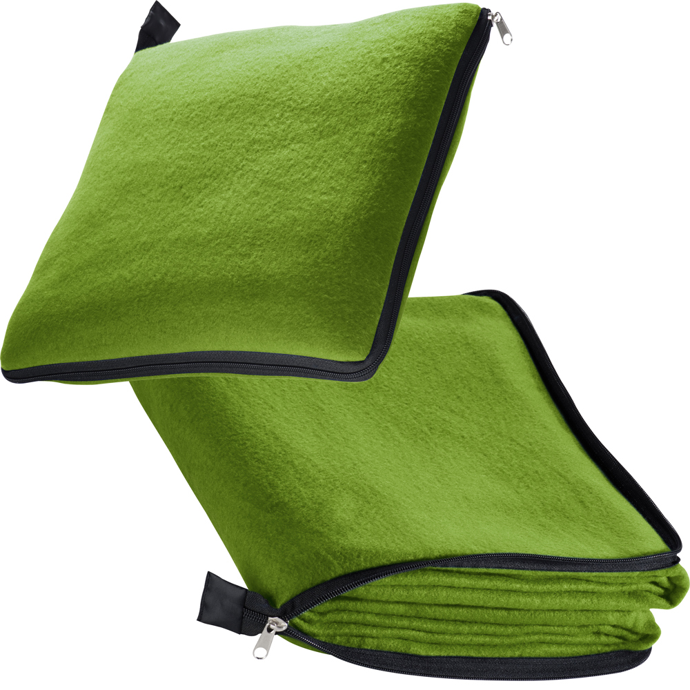 2 in1 fleece deken/ kussen "Radcliff" - appelgroen