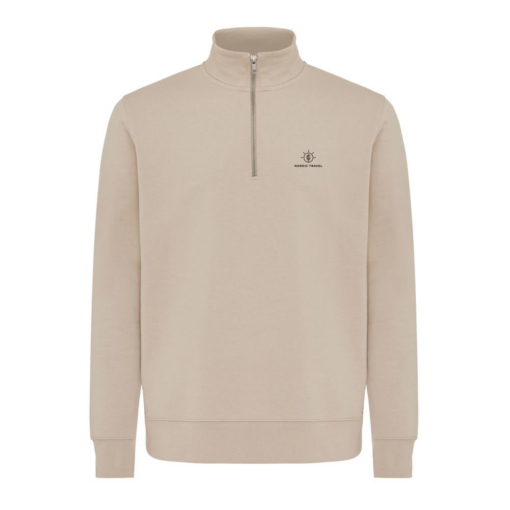 IQONIQ Elgon gerecycled katoen sweater met kwartritssluiting