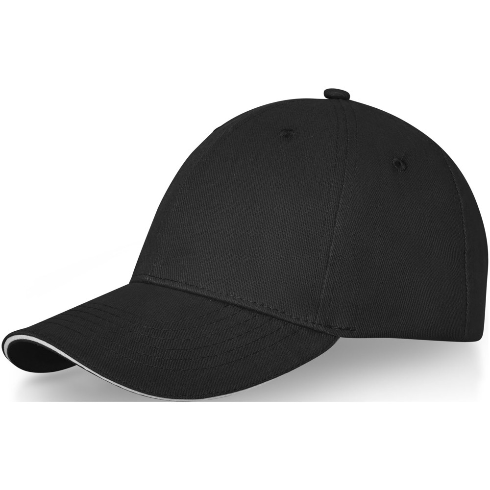 Darton 260 g/m² 6 panel sandwich cap - zwart