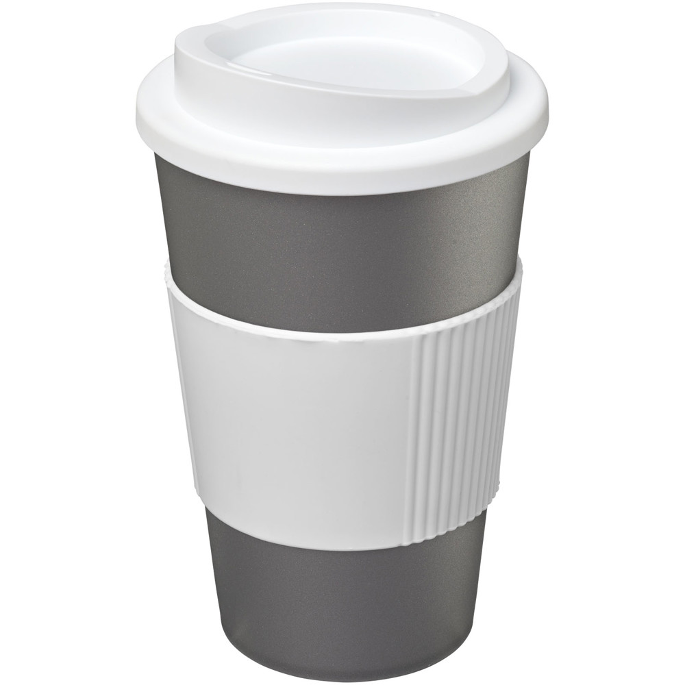 Americano® 350 ml geïsoleerde beker met grip - Zilver, Wit