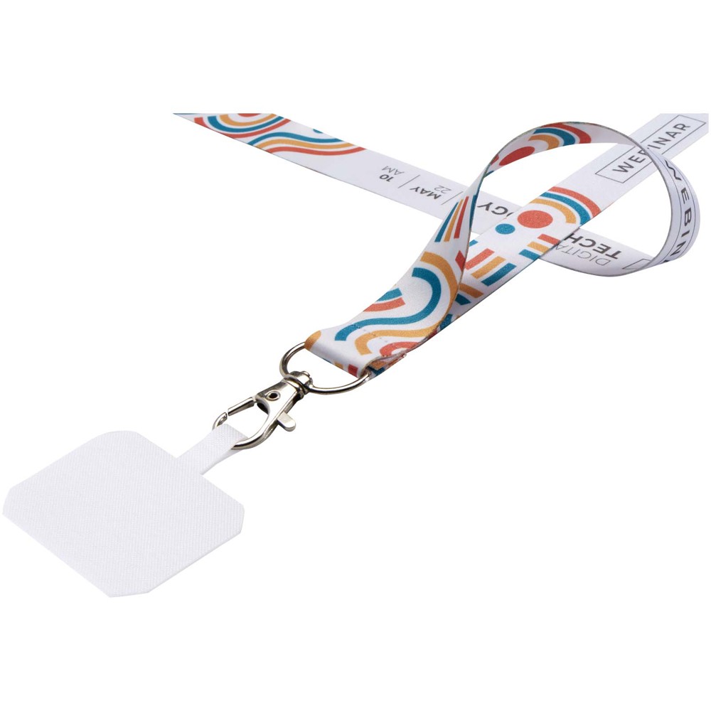Addie sublimatie RPET-lanyard met telefoonhouder en veiligheidssluiting