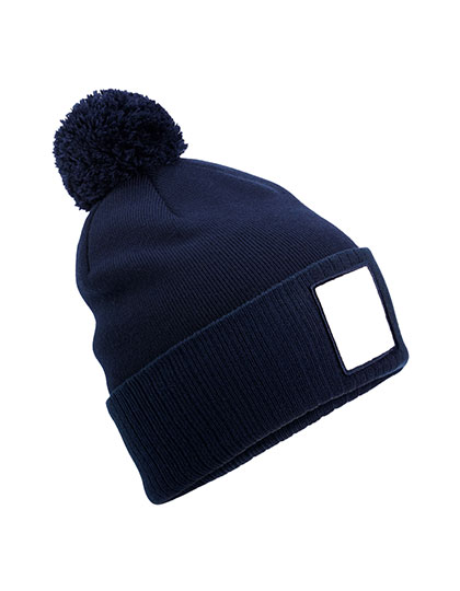 Appliqué Patch Pom Beanie - Oxford Navy/White