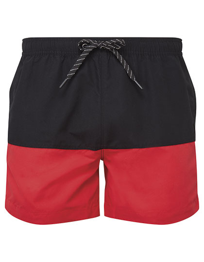 Asquith & Fox - Men´s Block Colour Swim Shorts - Black, Red