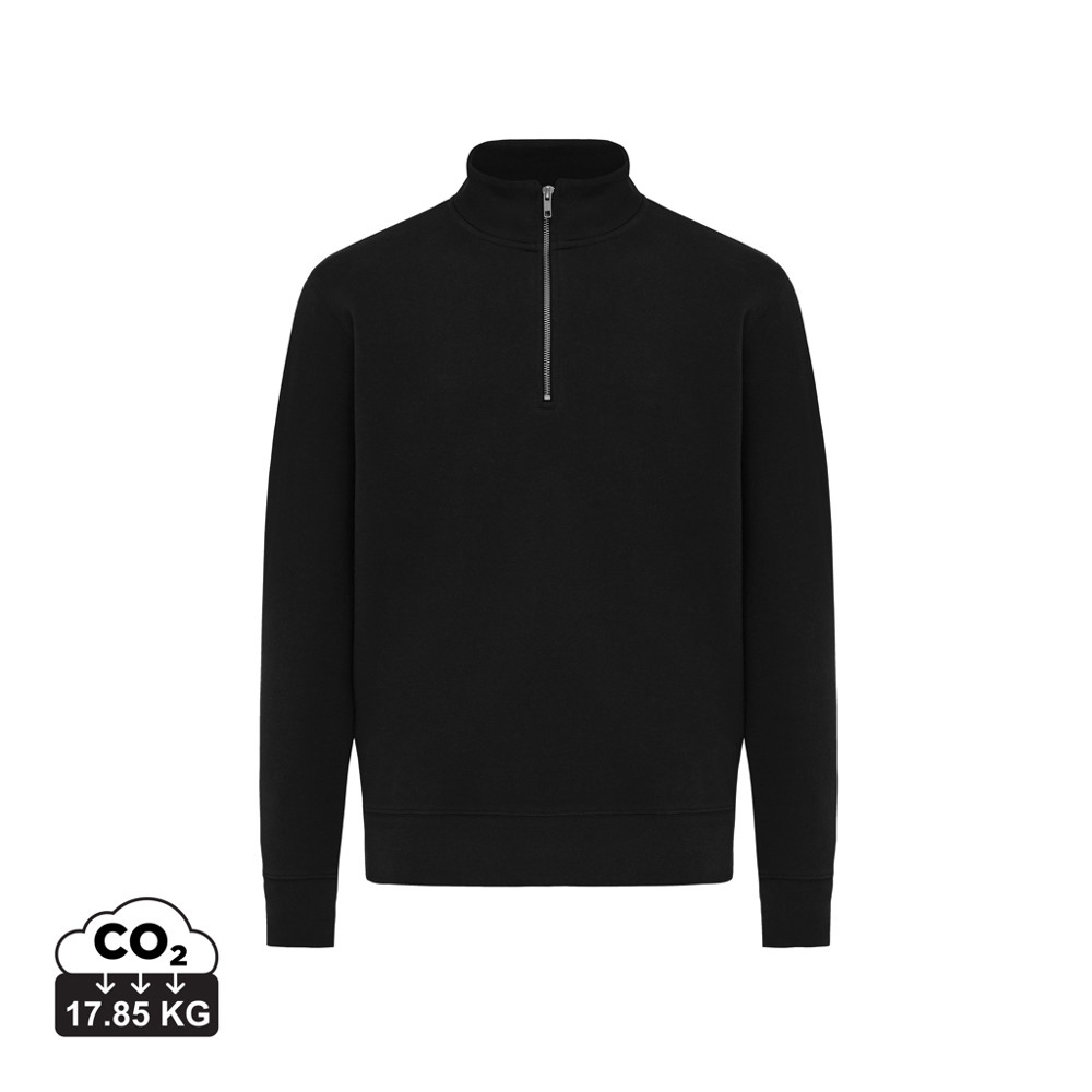IQONIQ Elgon gerecycled katoen sweater met kwartritssluiting