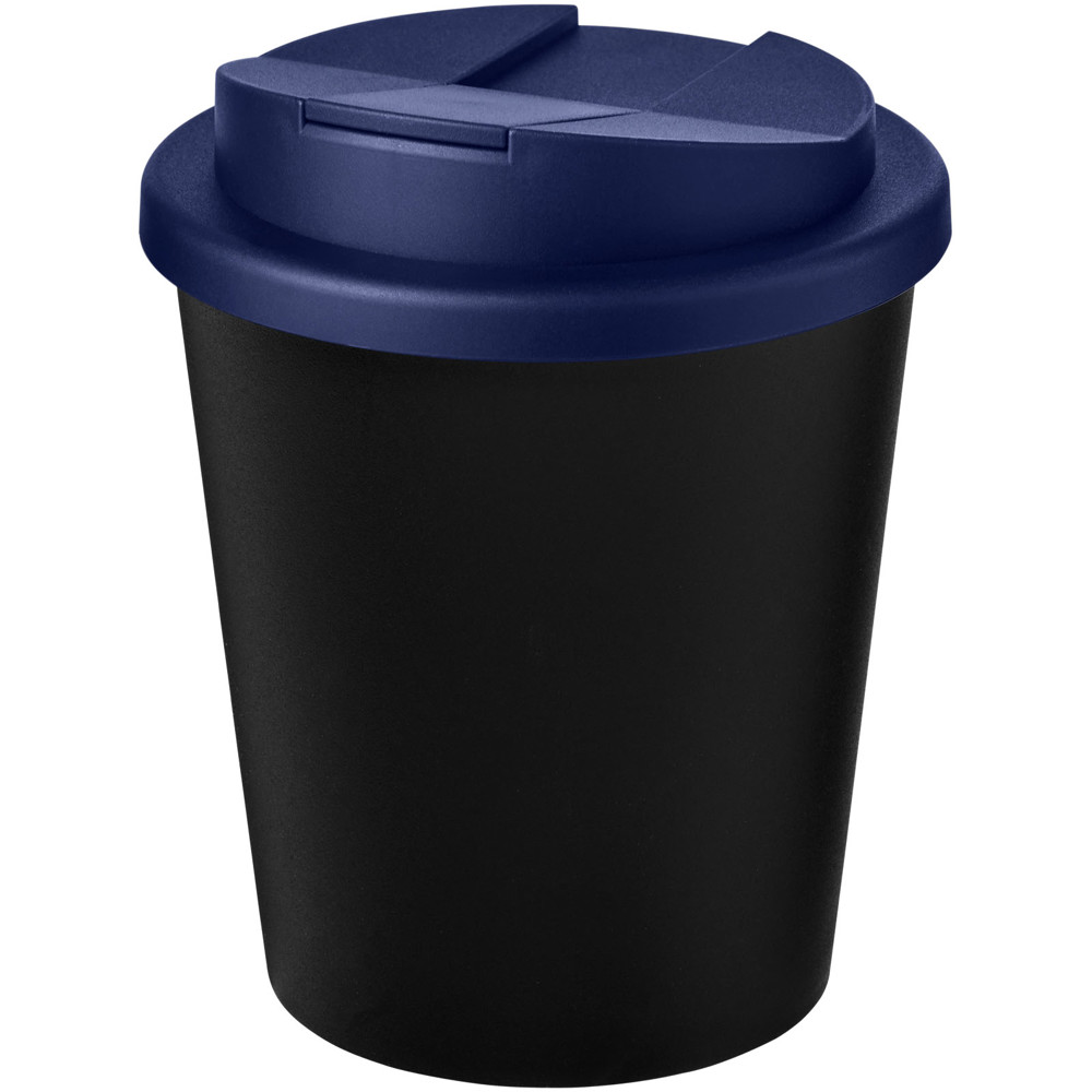 Americano® Espresso Eco 250 ml gerecyclede beker met knoeibestendig deksel - Zwart, Blauw