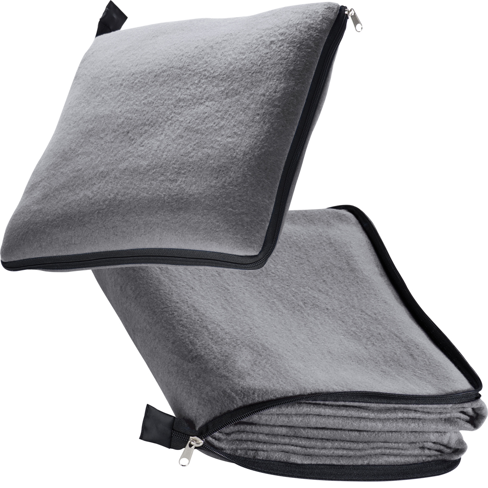 2 in1 fleece deken/ kussen "Radcliff" - zilvergrijs