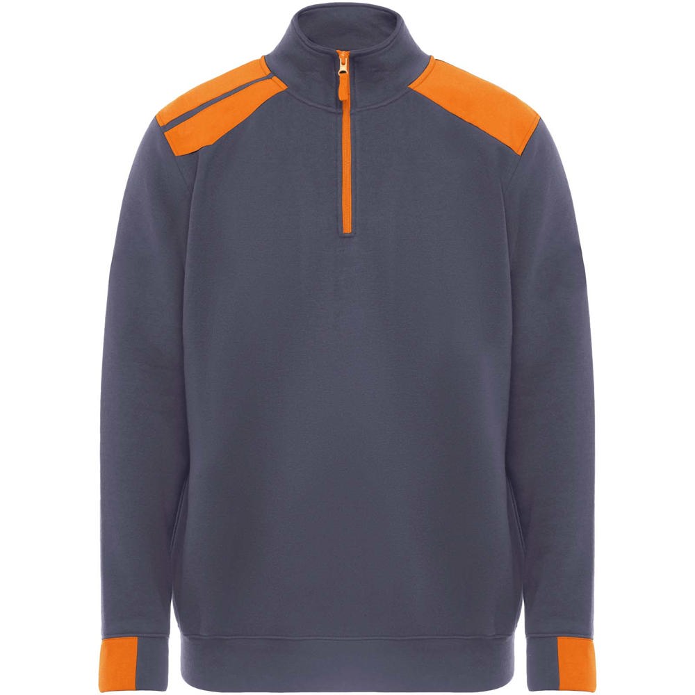 Maverick 280 g/m2 herentrui met halve rits - Lood, Oranje