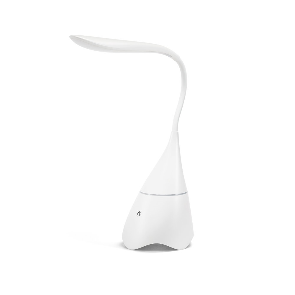 GRAHAME. Draagbare bureaulamp in gerecycled ABS (100% rABS) met luidspreker en een autonomie van 5 uur batterij