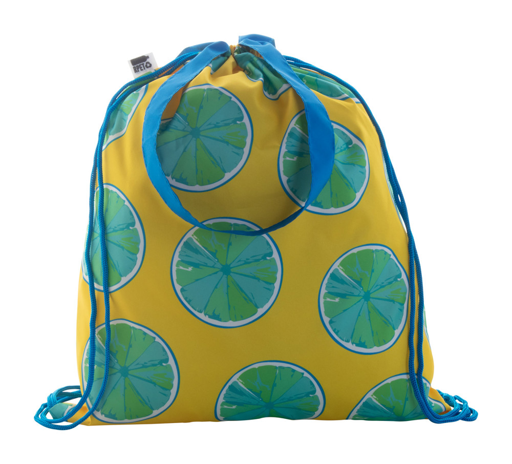 CreaDraw Shop RPET - custom made tas met trekkoordsluiting - blauw/wit