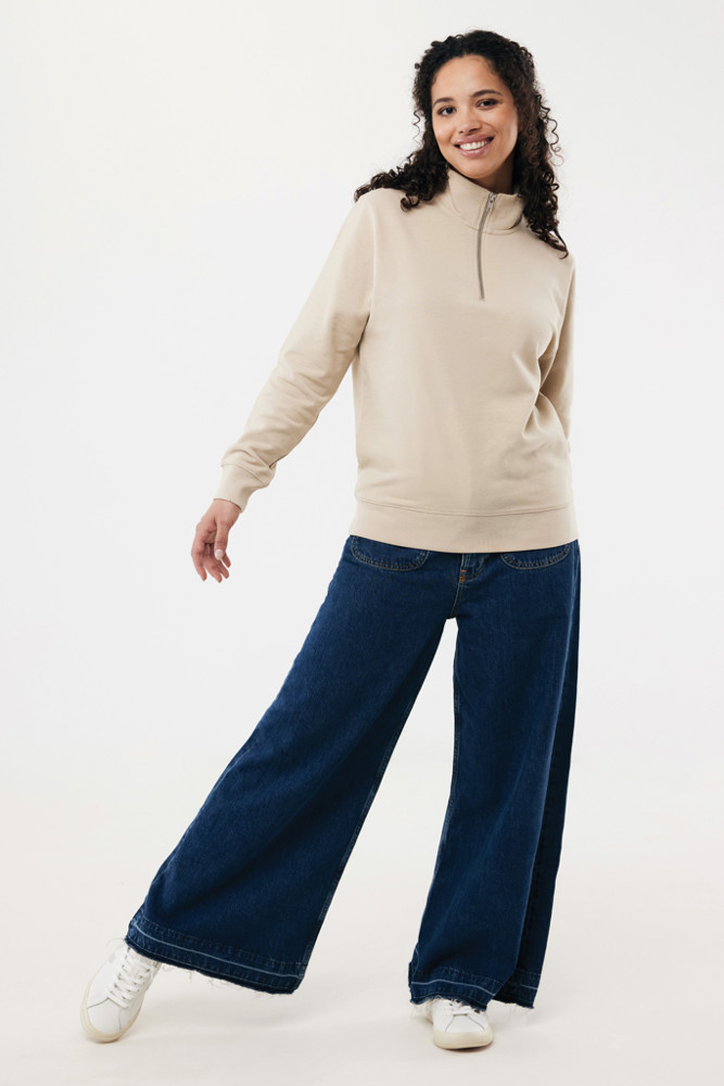 IQONIQ Elgon gerecycled katoen sweater met kwartritssluiting
