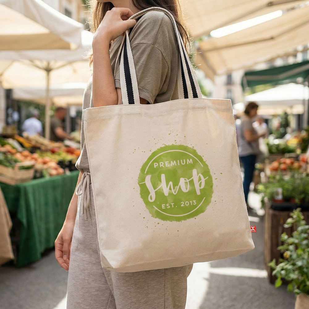 ANTWERPEN – Canvas tas met lange tweekleurige hengsels