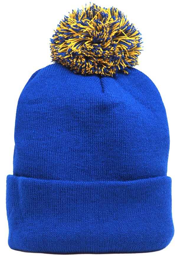 Acrylic Muts met Pom Pom (4256) - Koningsblauw/Goud