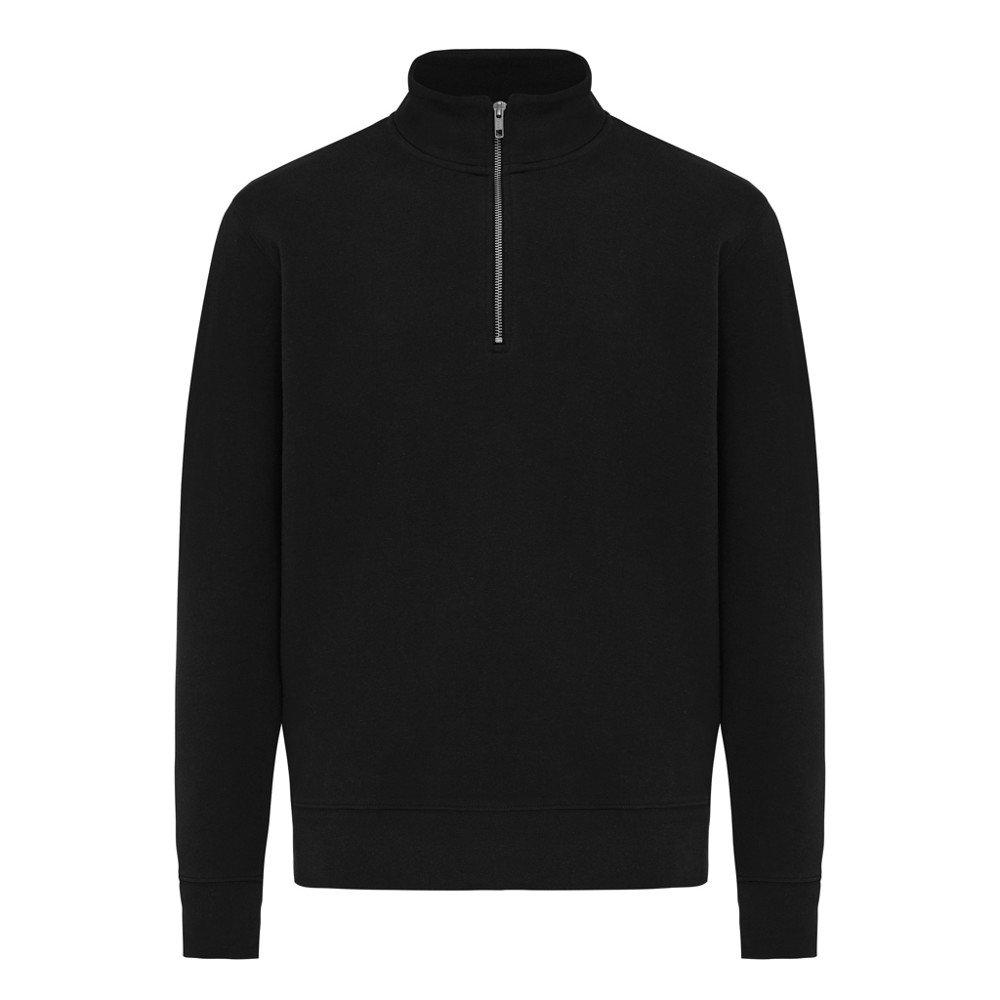 IQONIQ Elgon gerecycled katoen sweater met kwartritssluiting
