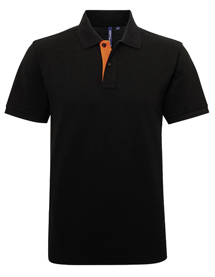 Asquith & Fox - Men´s Classic Fit Contrast Polo - Black, Orange