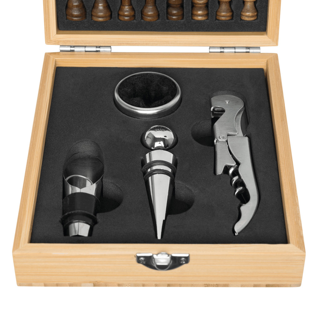 BAMBOO CHESS - Wijnset met schaakspel