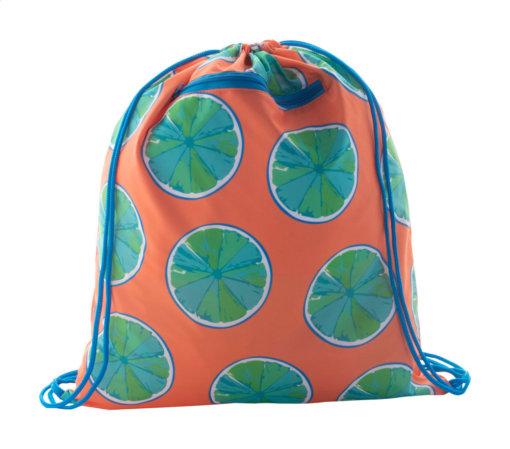 CreaDraw Zip - custom made tas met trekkoord - blauw/wit