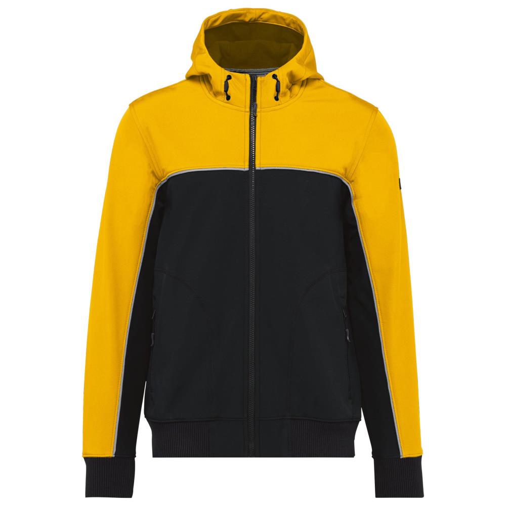 3-laags unisex softshelljas in twee kleuren - black/yellow