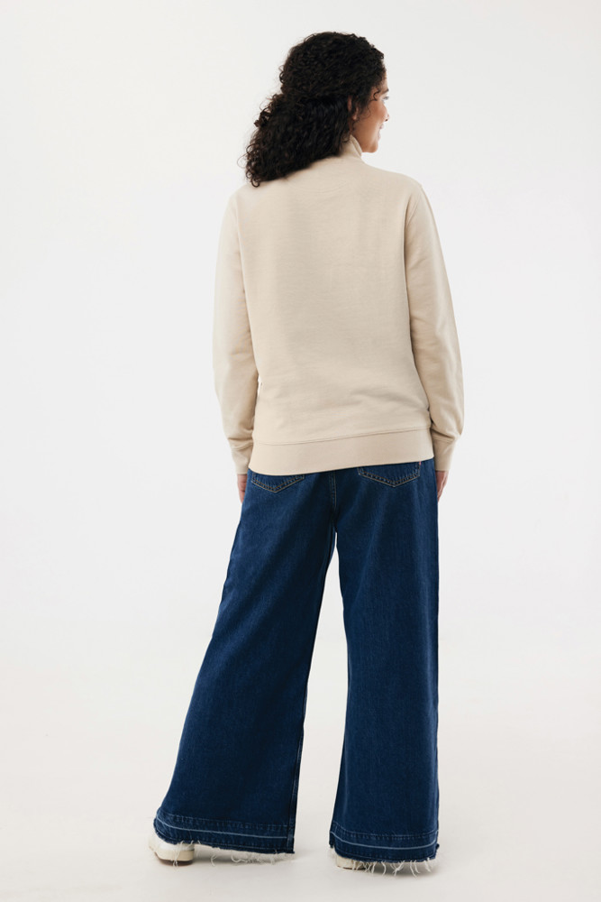 IQONIQ Elgon gerecycled katoen sweater met kwartritssluiting