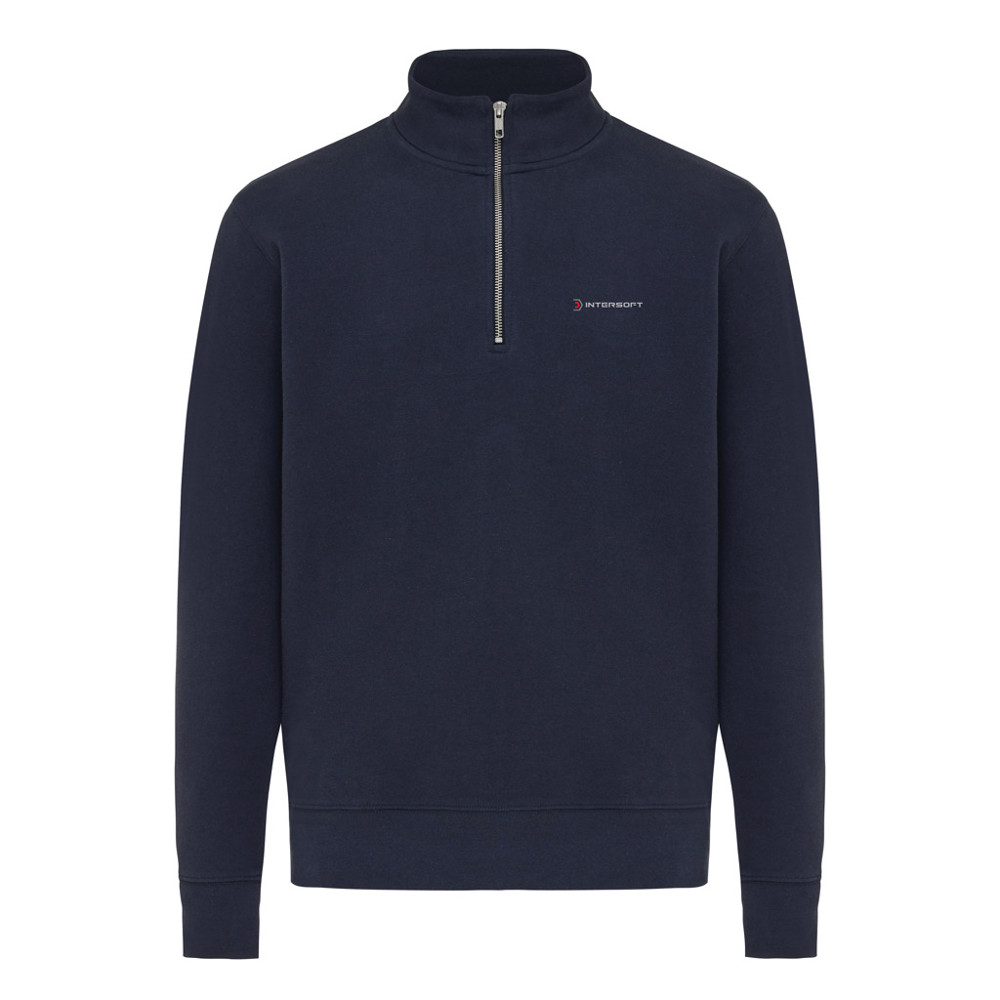 IQONIQ Elgon gerecycled katoen sweater met kwartritssluiting