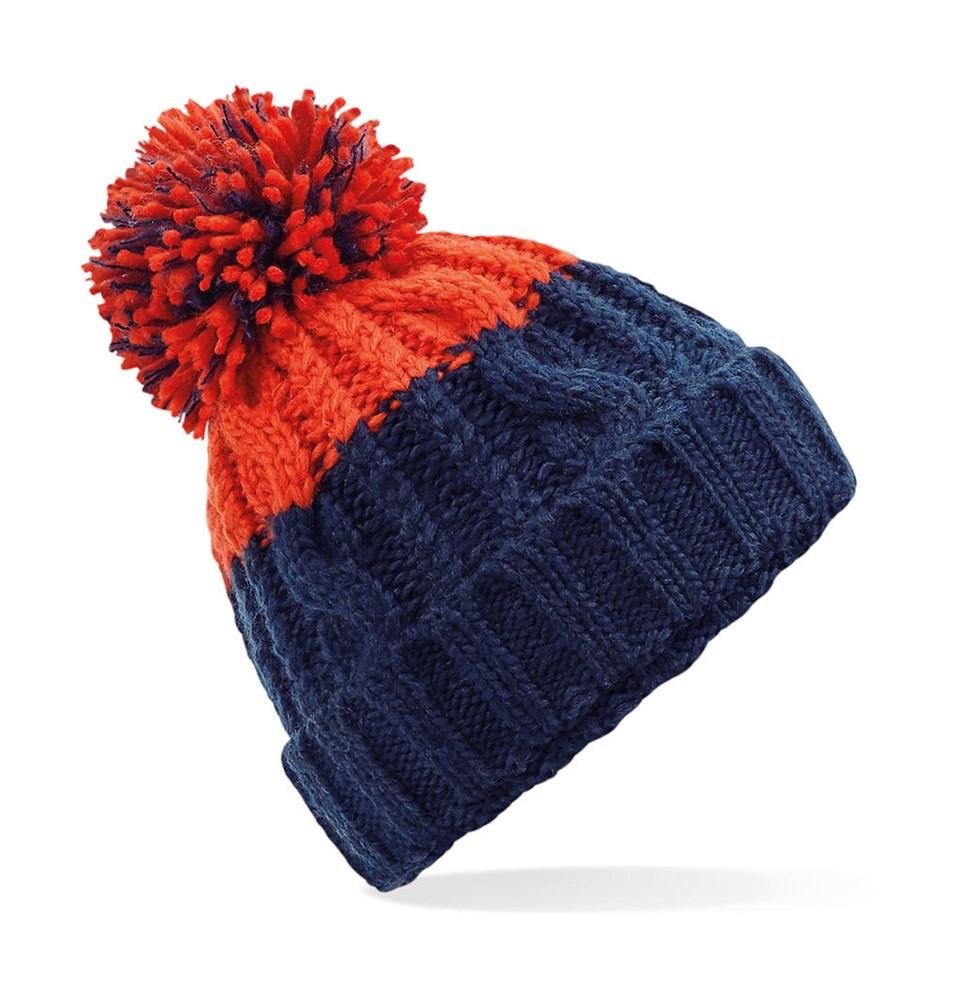Apres Beanie - oxford navy/fire red