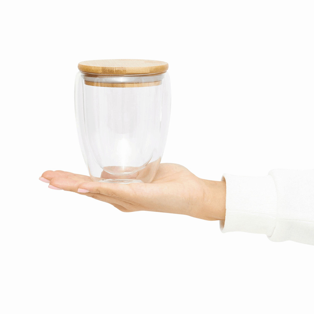 BAMBOO ART M - Dubbelwandig glas, inhoud ca. 350 ml.