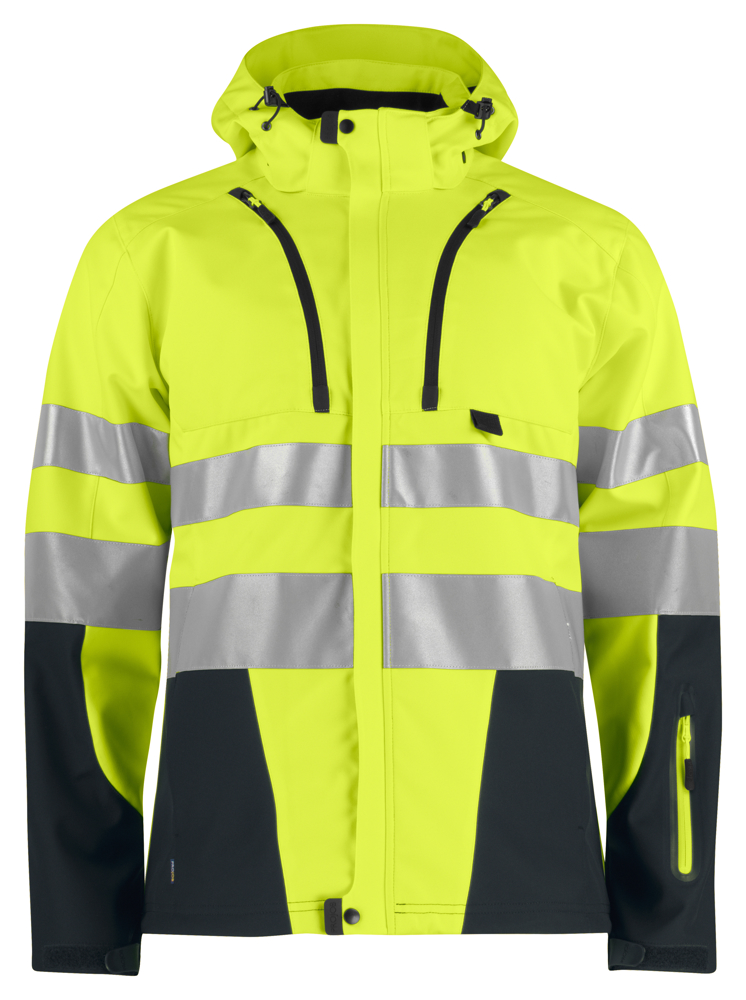 6419 ONGEVOERDE SIGNALISATIESOFTSHELL EN ISO 20471 KLASSE 3 - Geel/Zwart