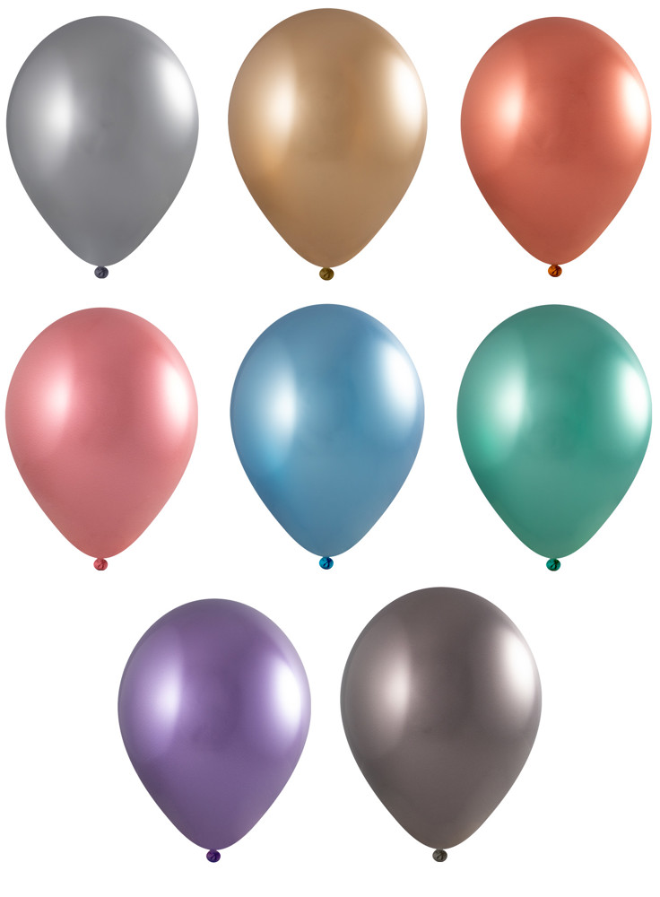 Ballonnen bedrukt Qualityprint Ø 35 cm / omvang 90-100 cm / 12 inch - Assorti Chroom