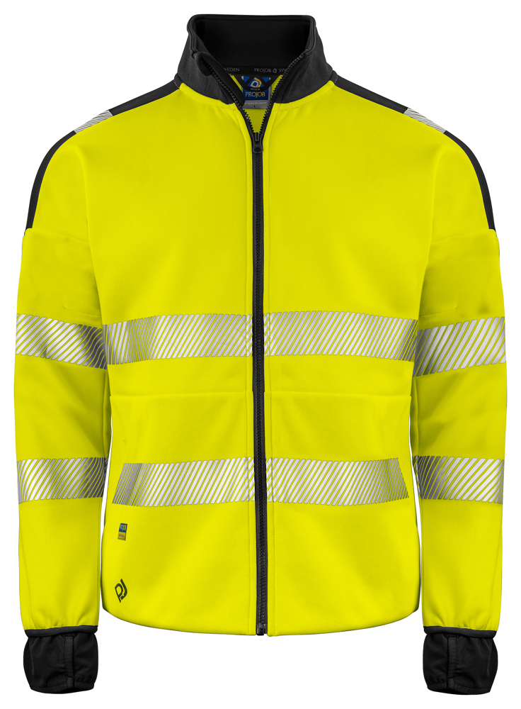 6109 SIGNALISATIESWEATER MET LANGE RITSSLUITING EN ISO 20471 KLASSE 3 - Geel/Zwart