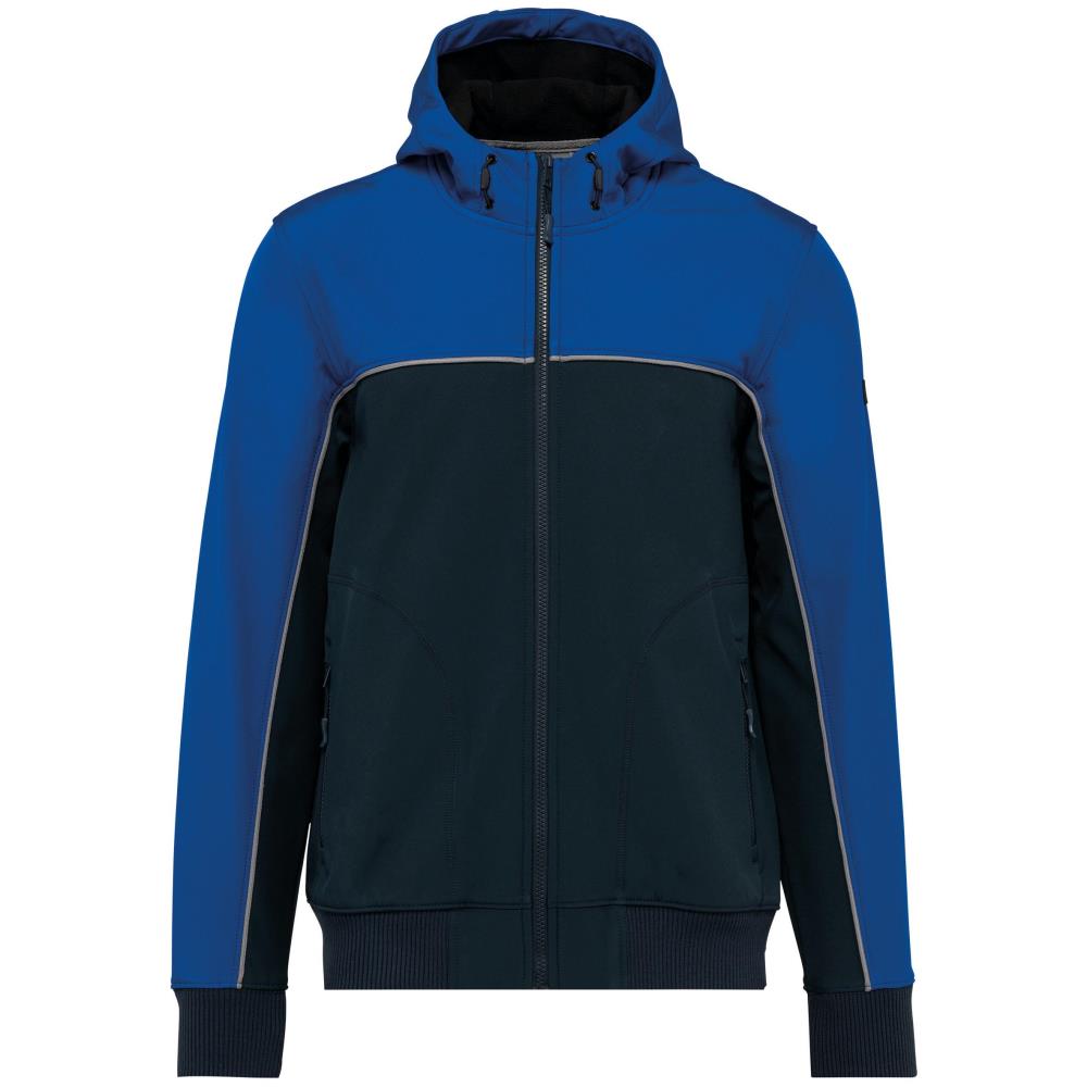 3-laags unisex softshelljas in twee kleuren - navy/royal blue