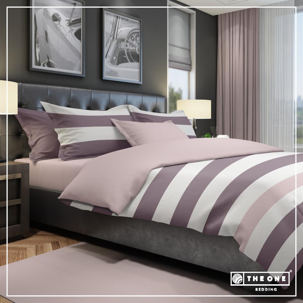 Bed Set Stripe Single beds - plum/mauve