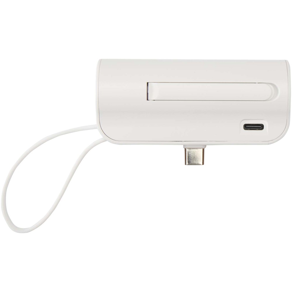 Alnair Type-C powerbank van 5000 mAh 10 W van gerecycled plastic met ingebouwde klapstandaard en 2 in 1 kabel