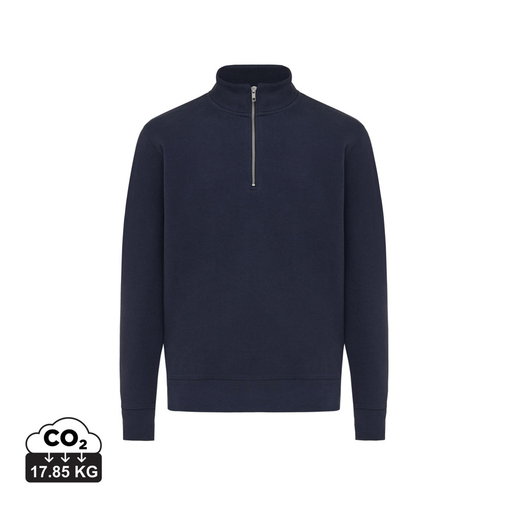 IQONIQ Elgon gerecycled katoen sweater met kwartritssluiting
