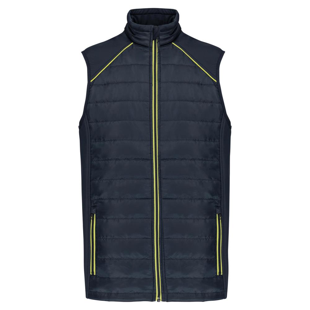 Bodywarmer DayToDay in twee stoffen - navy/fluorescent yellow
