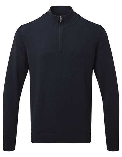 Asquith & Fox - Men´s Cotton Blend 1/4 Zip Sweater - French Navy