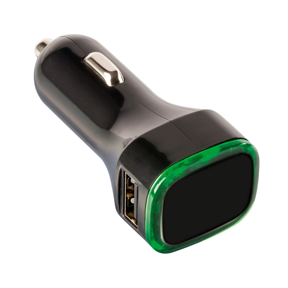 USB car charger COLLECTION 500 - lichtgroen, zwart / lichtgroen