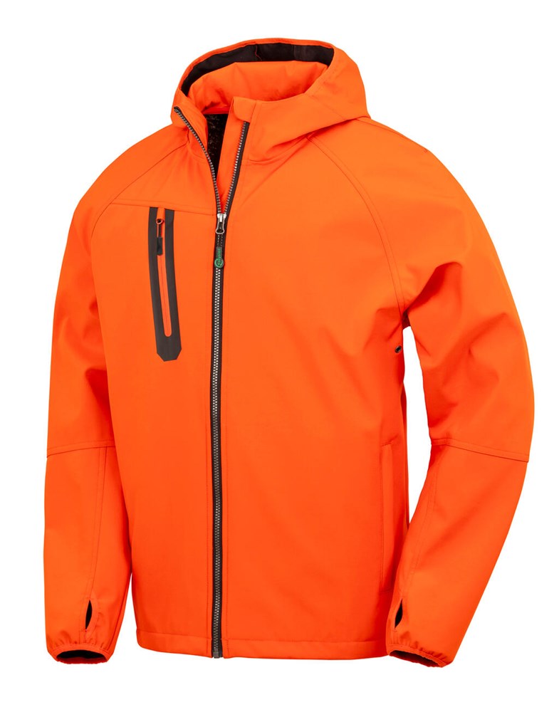 3-Layer Recycled Printable Casual Hooded Softshell - orange/navy