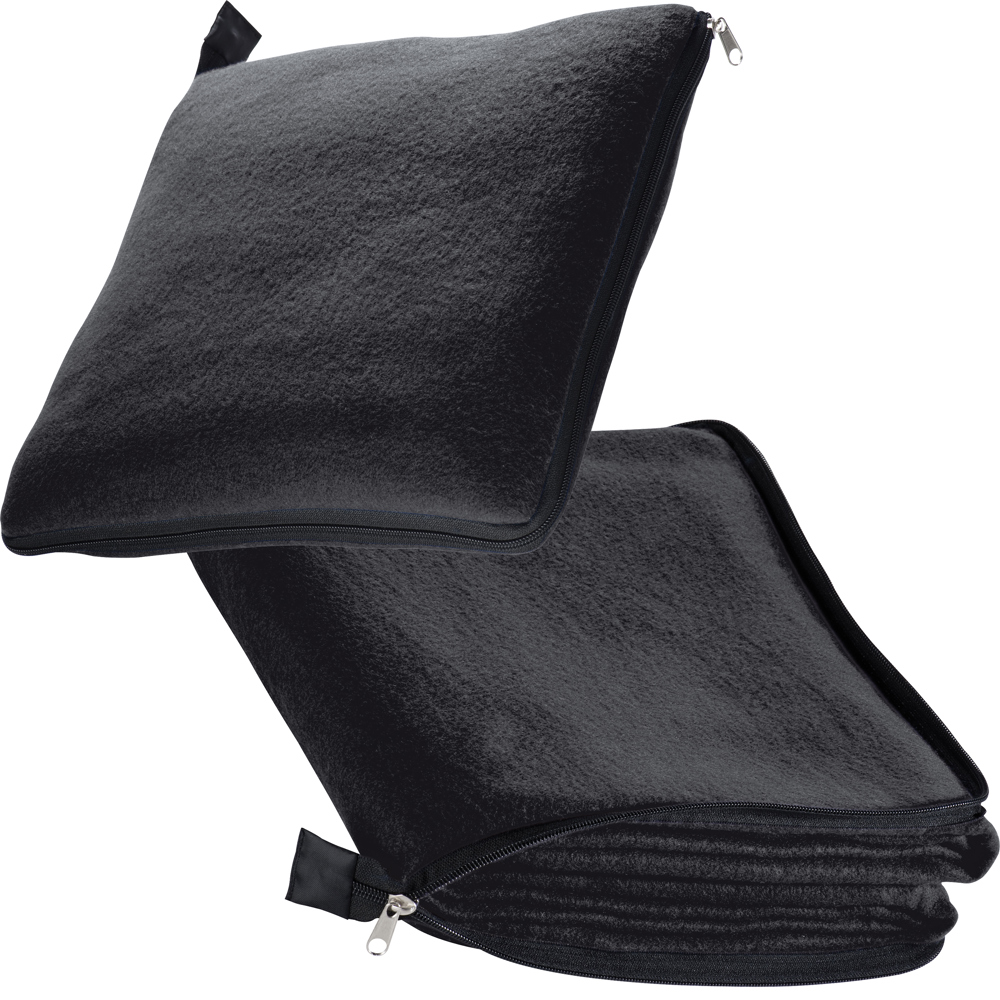 2 in1 fleece deken/ kussen "Radcliff" - Zwart