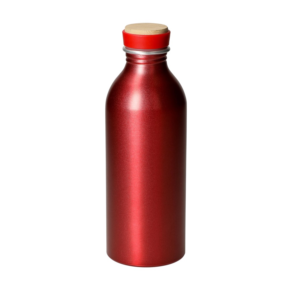 Aluminiumfles "Breeze", 650 ml - rood/natuur