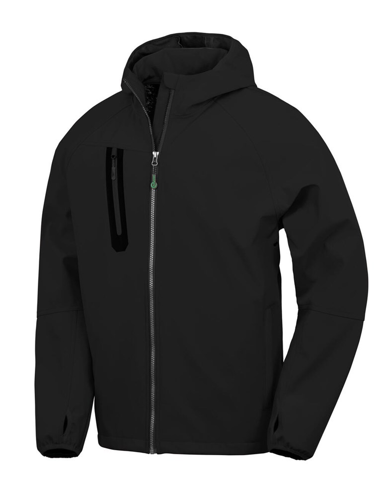 3-Layer Recycled Printable Casual Hooded Softshell - Black/Black