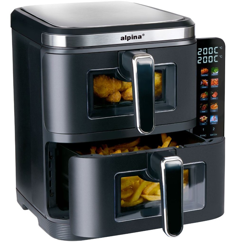 ALPINA Double Air Fryer 2x5.5L 2800W- Zwart