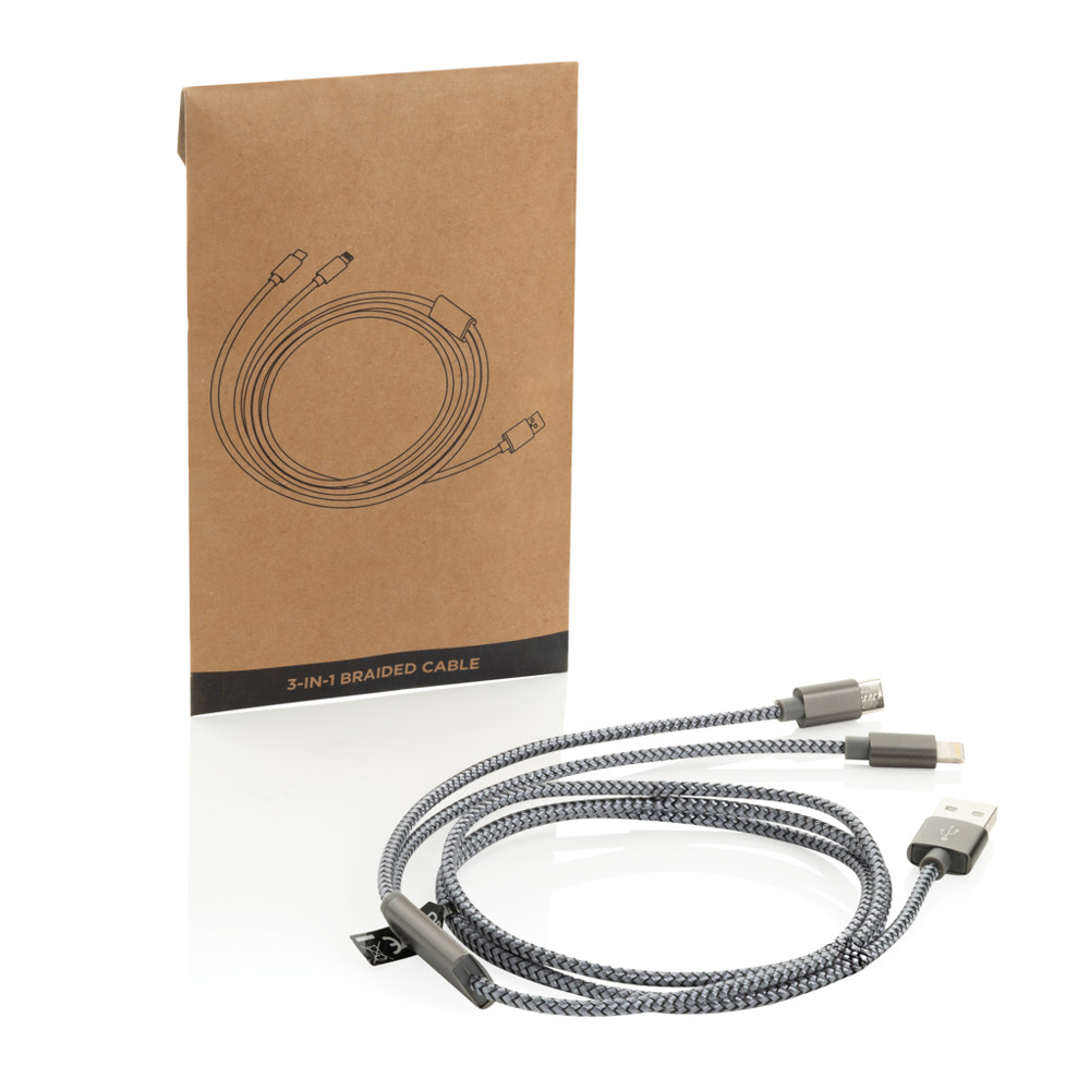 3-in-1 gevlochten nylon kabel