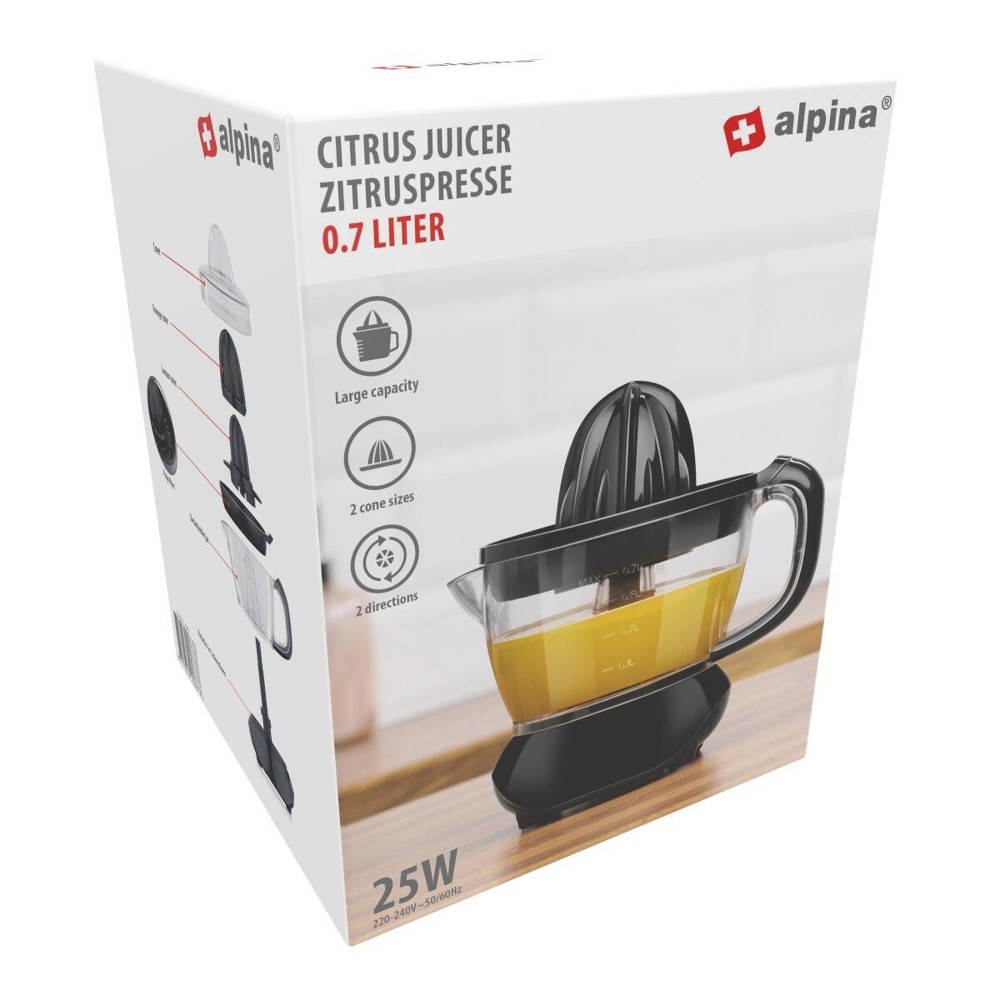 ALPINA Citrus Juicer 700ml 25W Black- Zwart