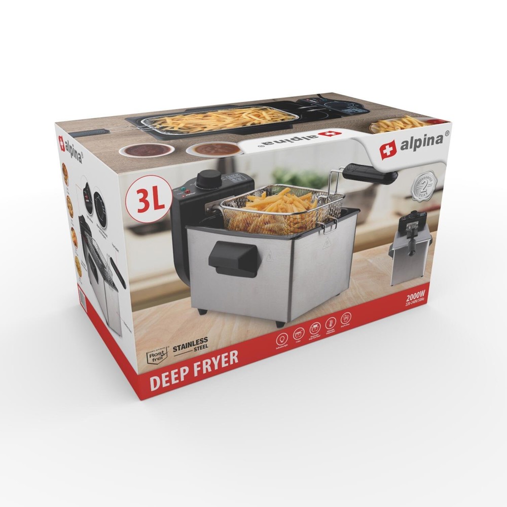 ALPINA Deep Fryer 3L 2000W- Zilver