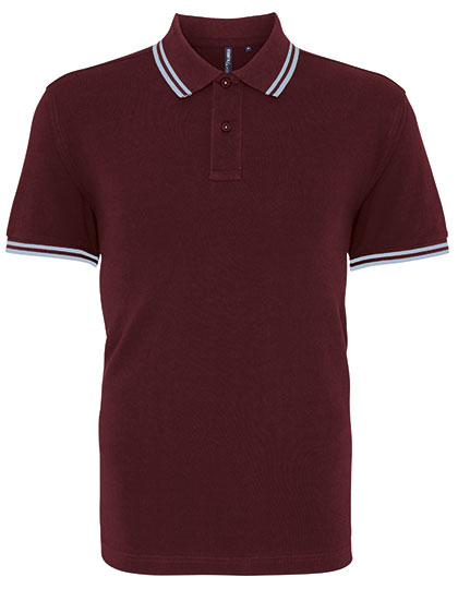 Asquith & Fox - Men´s Classic Fit Tipped Polo - Burgundy, Sky